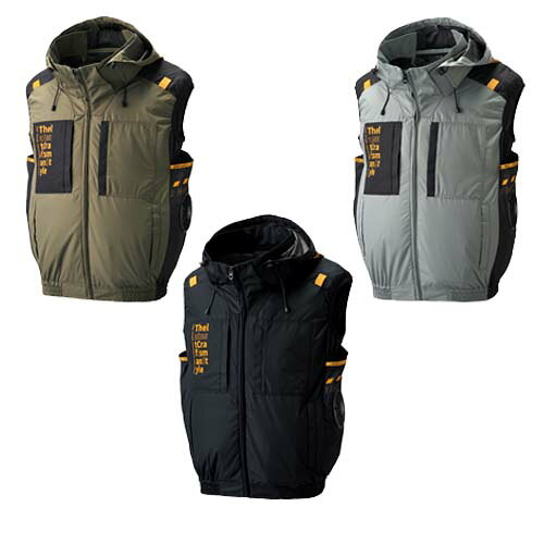 空調ウェア 服単体 チタンフードベスト 7700 S〜5L The tough サンエス 空調風神服 アタックベース ■フルハーネス対応のチタンフードベスト。 ■デタッチャブルフード。 ■邪魔になりにくいサイドファン仕様。 ■チタン加工を施した裏地が、直射日光の下でも衣服内温度上昇を抑えます。 ■風が吹き抜ける脇通気路＆立体風気路仕様。 ■保冷剤ポケット付き。 ■ポリエステル100% 　　　　 　S　　　　　　M　　 　　　L　　 　　　LL　　　　 3L　　　　 4L　　　　　 5L 着丈　　 62　　　　 64　　　　　66　　　　　68　　　　 70　　　　 70　　　　　 70 肩巾　　 42　　　　 44　　　　　46　　　　　48　　　 　50　　　　　52　　　　 　54 胸囲　　108　　　　112　　　　116　　　 　120　 　　124　 　　　128　　　　　132 裾廻　74〜106　79〜111　84〜116　89〜121　94〜126　99〜131　104〜136　(cm) ※こちらは単品です。ファン、バッテリーは付属しておりません。 ※大変人気の商品のため、在庫の動きが大きい商品となっております。 　メーカーの在庫がなくなりますと今季生産終了となります。 ※空調ウェアとファンバッテリーのセットは、別ページにて販売いたしております。 ※商品は予告無くメーカー都合により、商品仕様形状が一部変更になる場合があります。 　すみやかな改定を心がけておりますが、ご了承下さい。 ※空調ウェア関係は基本、キャンセル・返品・交換をお受けいたしかねます。空調ウェア 服単体 チタンフードベスト 7700 S〜5L The tough サンエス 空調風神服 アタックベース