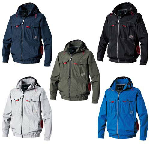 Rakuten - 空調ウェア 村上被服 サイドファン長袖フードジャケット V1212 服単体 6L HOOH 快適ウェア 大きいサイズ