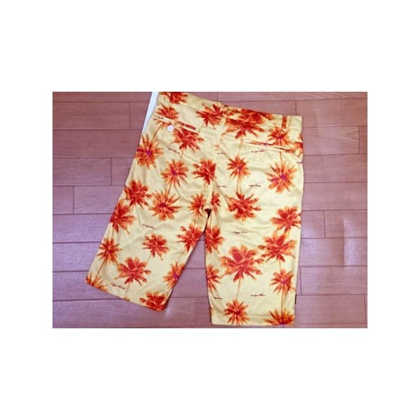 水着 メンズ サーフパンツ トレイムパンツ Mサイズ ヤシの木 イエロー 男性用 M寸