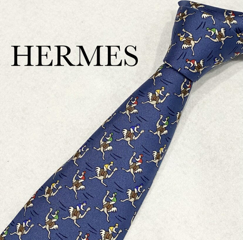 樂天商城 - ネクタイ ブランド エルメス HERMES アニマル柄 ブランドネクタイ 中古 結婚式 ハイブランド 高級 おしゃれ かわいい シルク100% ブルー ダチョウ オシャレ シルク100パーセント シルク 入学式 卒業式 入園式 卒園式 社会人 新成人 仕事 ビジネス【中古】