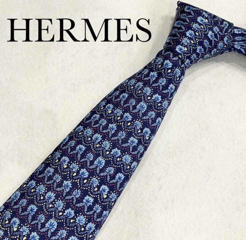 樂天商城 - ネクタイ ブランド エルメス ブルー HERMES ブランドネクタイ 中古 結婚式 ハイブランド 高級 おしゃれ かわいい シルク100% オシャレ シルク100パーセント シルク 入学式 卒業式 入園式 卒園式 社会人 新成人 仕事 ビジネス【中古】