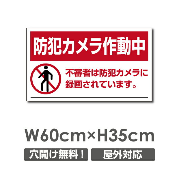 【天通看板】防犯カメラ作動中 W600mm×H350mm 防犯カメラ カメラ録画中 パネル看板 プレート看板 激安看板！camera-224