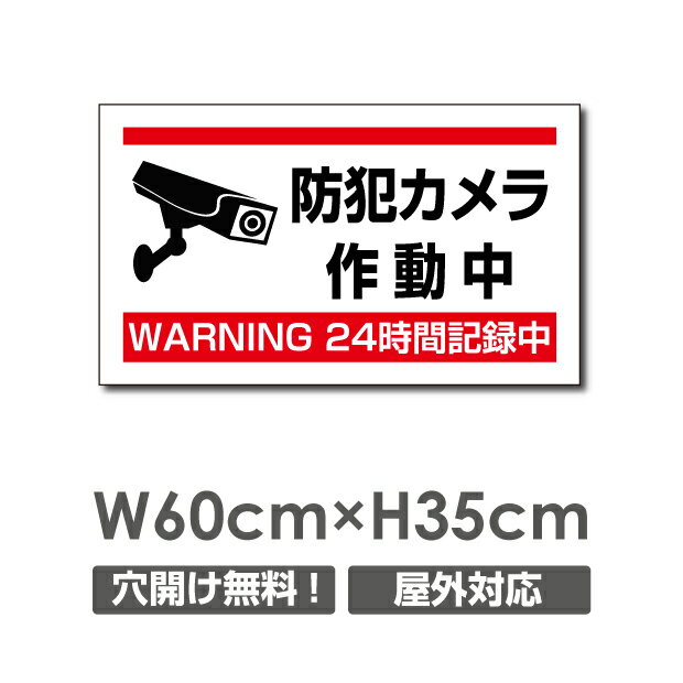 【天通看板】防犯カメラ作動中W600mm×H350mm カメラ 24時間カメラ録画中 パネル看板 プレート看板 camera-230