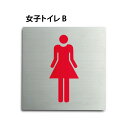 【送料無料】メール便対応 トイレピクトサイン【女子トイレB】150mm×150mm ステンレスプレート（両面テープ付き）【トイレプレート】【ドアサイン】TOI-154