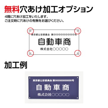 ■送料無料 メール便対応 古物商プレート160×80mm (紺色)（壁掛け用穴ありタイプ）/警察 公安委員会指定 古物商許可証 格安 標識 curio-navy-hole