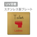 楽天天通看板ステンレス製 両面テープ付【Ladies Toilet】ステンレス ドアプレート ドア プレート W150mm×H150mm プレート看板 サインプレート ドアプレート 室名サイン 室名札 ドア 表示サイン ドアプレート 文字UV印刷加工 室内専用 strs-prt-93