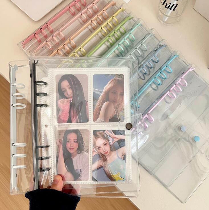 透明シール帳 キラキラ輝く 透明シール帳 シールバインダーバインダー A6 A5 シール収納 クリアバインダー ミニサイズ 手帳 推し活グッズ 持ち運び便利 防水 ホログラム星柄 DIYデコ リフィルセット ミニ手帳 PVCカバー