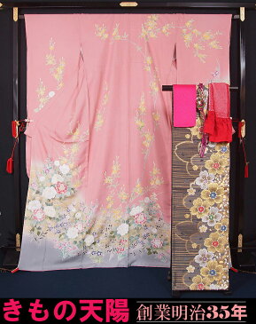 新品仕立上り 振袖6点セット 振袖・袋帯・長襦袢・帯揚げ〆・重ね襟セット☆裄長・トールサイズ 送料無料【リサイクルきもの・リサイクル着物・通販・販売・アンティーク着物・着物買い取りの専門店】YA