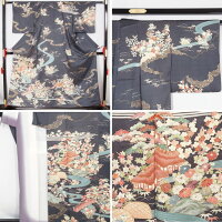 附け下げ訪問着と袋帯のセット御所解模様★送料無料(FreeshippinngonlyinJapan)【中古】【リサイクルきもの・リサイクル着物・アンティーク着物・着物買い取りの専門店・りさいくるきものてんよう】