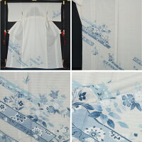 新品仕立上品夏物絽の付下げ訪問着と袋帯、帯揚げ、帯〆の4点セット短冊に野辺花模様裄長サイズ★送料無料(FreeshippinngonlyinJapan)【リサイクルきもの・リサイクル着物・アンティーク着物
