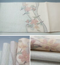新品仕立上品夏物絽の付下げ訪問着と袋帯、帯揚げ、帯〆の4点セット短冊に野辺花模様裄長サイズ★送料無料(FreeshippinngonlyinJapan)【リサイクルきもの・リサイクル着物・アンティーク着物