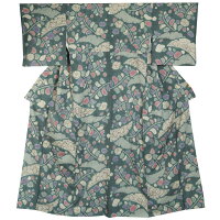 【西洞院辻が花大脇一心】紬辻が花模様Lサイズ本手加工絞り染広幅・裄長サイズ【送料無料中古】【辻ヶ花広巾巾広幅広紬の着物リサイクル着物リサイクル紬正絹つむぎtumugi紬地紬カジュアル】