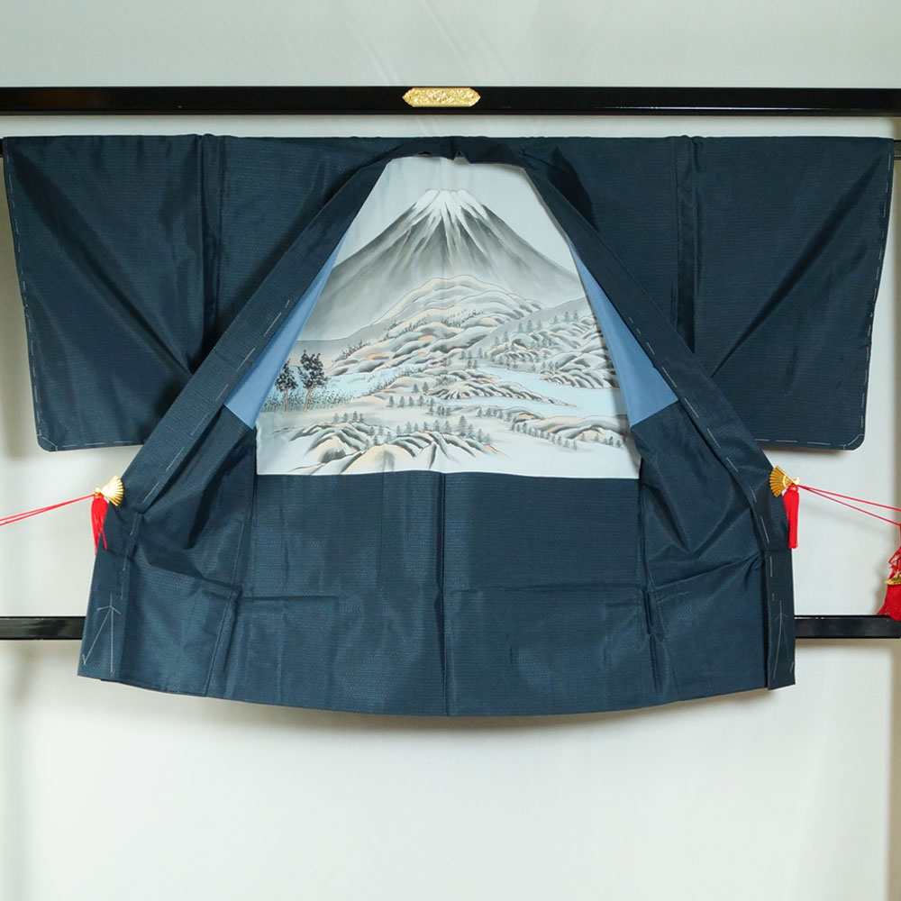 【ポイント5倍! 9/19-24】 難有品 男着物 大島紬 アンサンブル 着物・羽織 着物リメイク・リフォーム用 素材用 亀甲模様 Mサイズ 藍染 【男着物 中古 紬 大島紬 大島 紬 正絹 メンズ 着物 メンズ着物 アウトレット 着物 リサイクル着物 男物 】