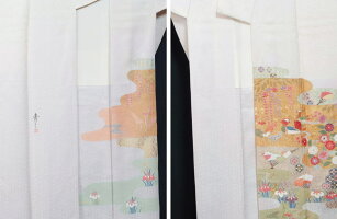 経済大臣指定伝統的工芸品加賀友禅訪問着(柿本市郎作)と袋帯セット幅広サイズ★送料無料(FreeshippinngonlyinJapan)【中古】【リサイクルきもの・リサイクル着物・アンティーク着物・着物買い取りの専門店】