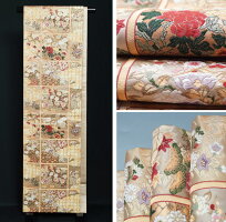 京友禅訪問着セット松井青々刺繍の訪問着と未使用品袋帯、帯揚げ、帯締めの4点セット五三の桐紋正絹★送料無料【中古】【リサイクル着物・リサイクル訪問着・付下げ・着物】