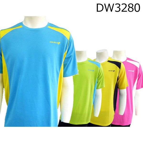 【DOUBLE3（ダブルスリー / ダブル3）】 メンズ (Men's) DW-3280 ランニングTシャツ / ライトブルー / ライトグリーン / イエロー / ピンク (DW3280) 【 スポーツウェア 】