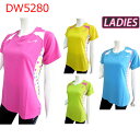 【DOUBLE3(ダブルスリー / ダブル3)】 レディース DW-5280 マルチ水玉 ランニングTシャツ ライトブルー / ライトグリーン / イエロー /...