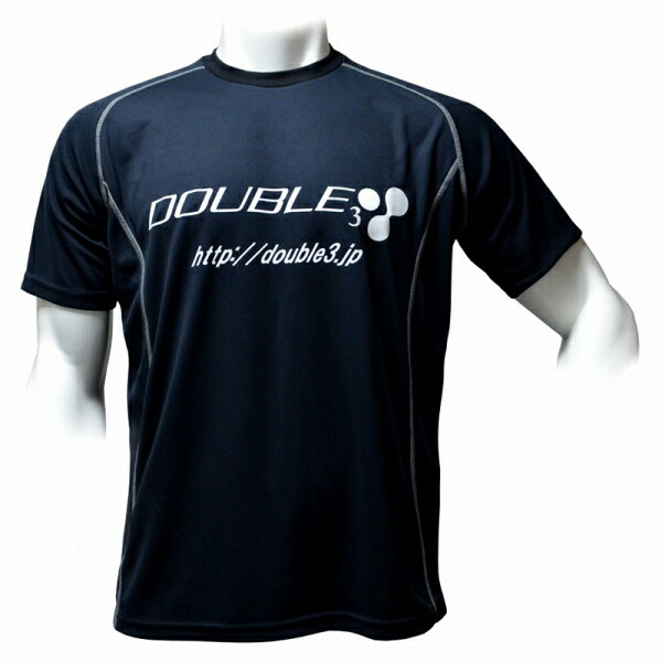 【DOUBLE3（ダブルスリー / ダブル3）】 メンズ (Men's) DW-3210 BK/WH 半袖 T-シャツ ブラック/ホワイト ロゴ入り (DW3210-BKWH)　 【10P03Dec16】 【 スポーツウェア 】
