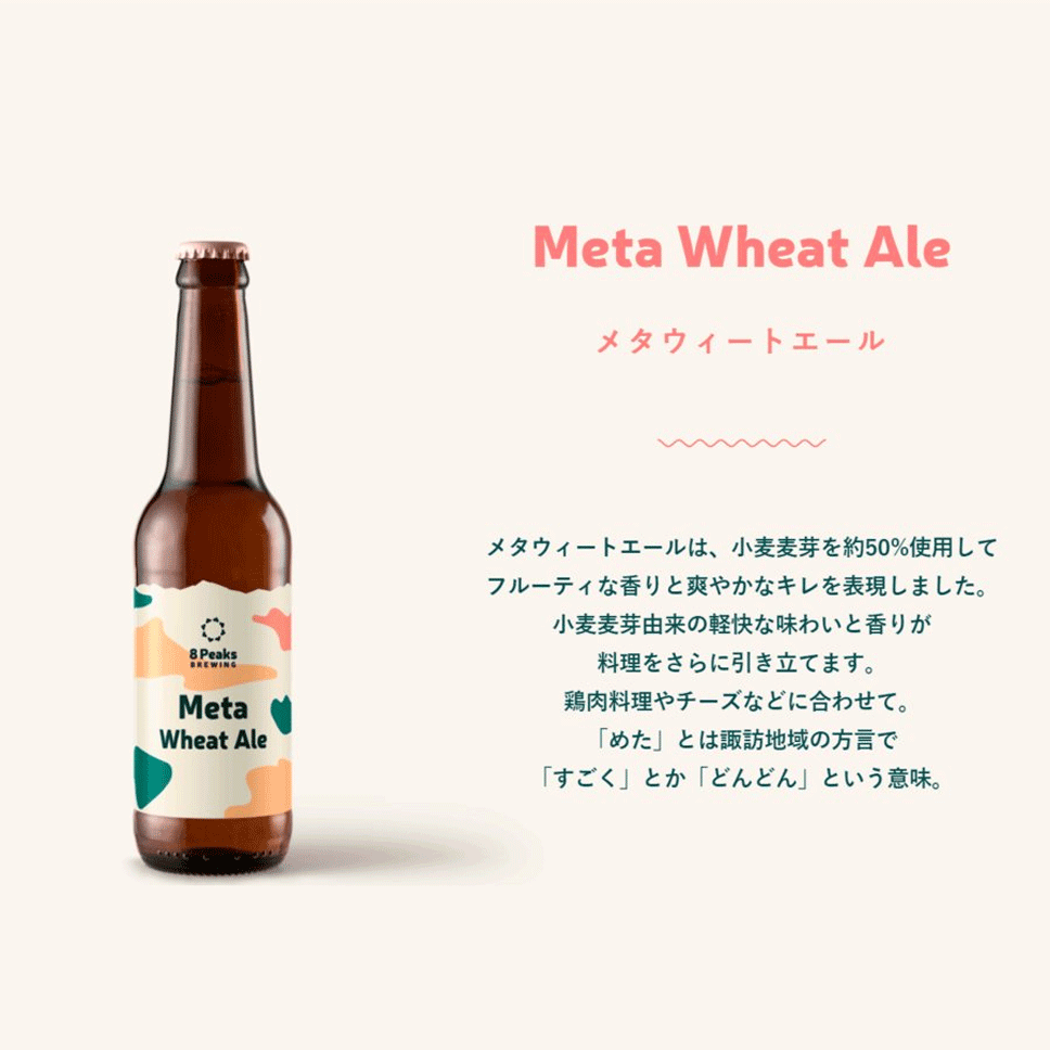 8PeaksBREWING 八ヶ岳 クラフトビール 4本セット 地ビール ビール Meta Wheat Ale 4本セット エイトピークス メタウィートエール おしゃれなラベル 長野県 エイトピークス・ブルーイング メタ 地ビール