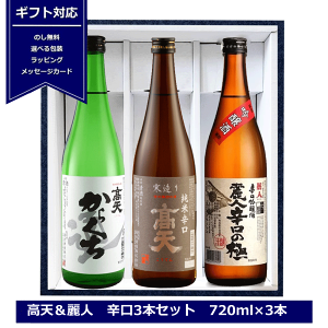 送料無料 ギフト 日本酒 高天 麗人 辛口飲み比べセット 720ml ×3本 化粧箱入り 長野県 信州 4合瓶 高天酒造 麗人酒造 ギフト包装 日本酒セット 辛口 御祝 贈答用 内祝 御歳暮 御中元
