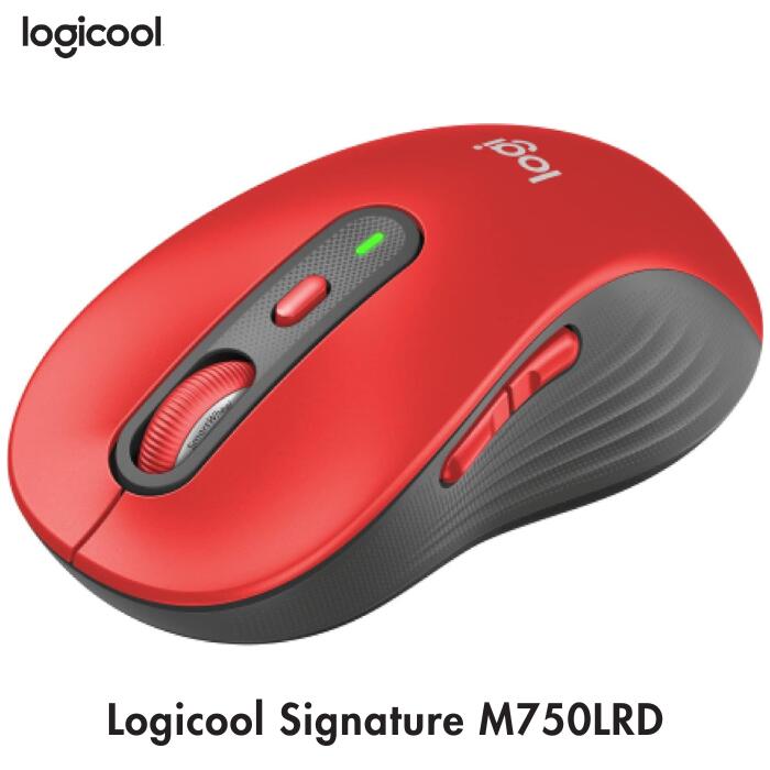 ● Logicool Signature M750LRD ワイヤレスマウス ラージ レッド ワイヤレス Bluetooth Logi Bolt Unifying非対応 windows mac iPad Android Chrome OS スクロールホイール 無線マウス 静音マウス ロジクール