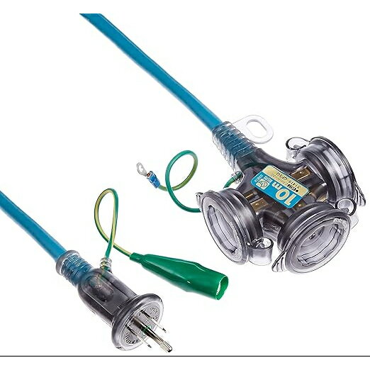 ● HATAYA 2P接地付 延長コード 屋外用 (防雨型) FX-103K(B) コード10m フキュートビプラグ仕様 コンセ..