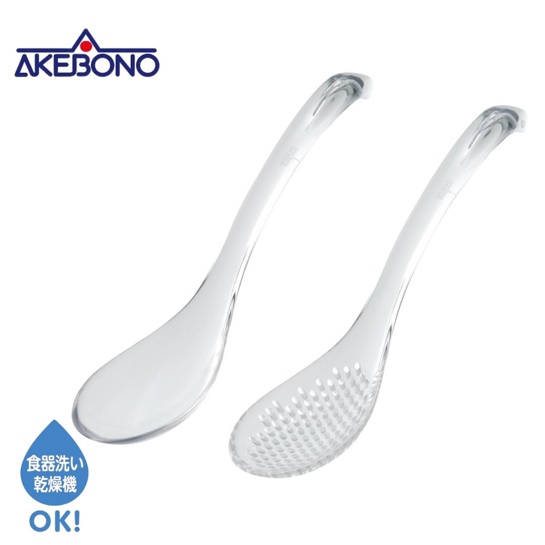 ● 曙産業 れんげ 穴あきれんげ セット ホワイト 日本製 プラスチック製で丈夫 透明でつややか 鍋料理や..