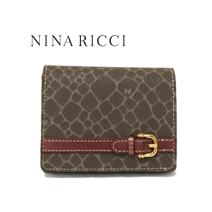 NINA RICCI ニナリッチ 財布 二つ折り ボックス小銭入れ ボルドー レディース 新品 box 四角　さいふ　サイフ　ニナリッチ