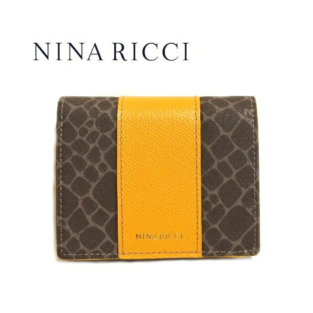 NINA RICCI ニナリッチ 財布 二つ折り ボックス型小銭入れ レディース イエロー グレインヌーボー box 四角 8002