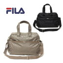 FILA[フィラ]　ナイロン ボストンバッグ ブラック ベージュ　フラワー 7697 レディース 軽い たくさん入る A4　20L マザーズバッグ 母の日 かばん