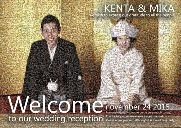 モザイクアート ウェルカムボードA1.A2.A3対応額縁付（結婚式・披露宴・ウェディング・感動・両親へのプレゼント・ブライダル・激安・格安）も ざいく アート ウェルカム ボード キット　フォトモザイク