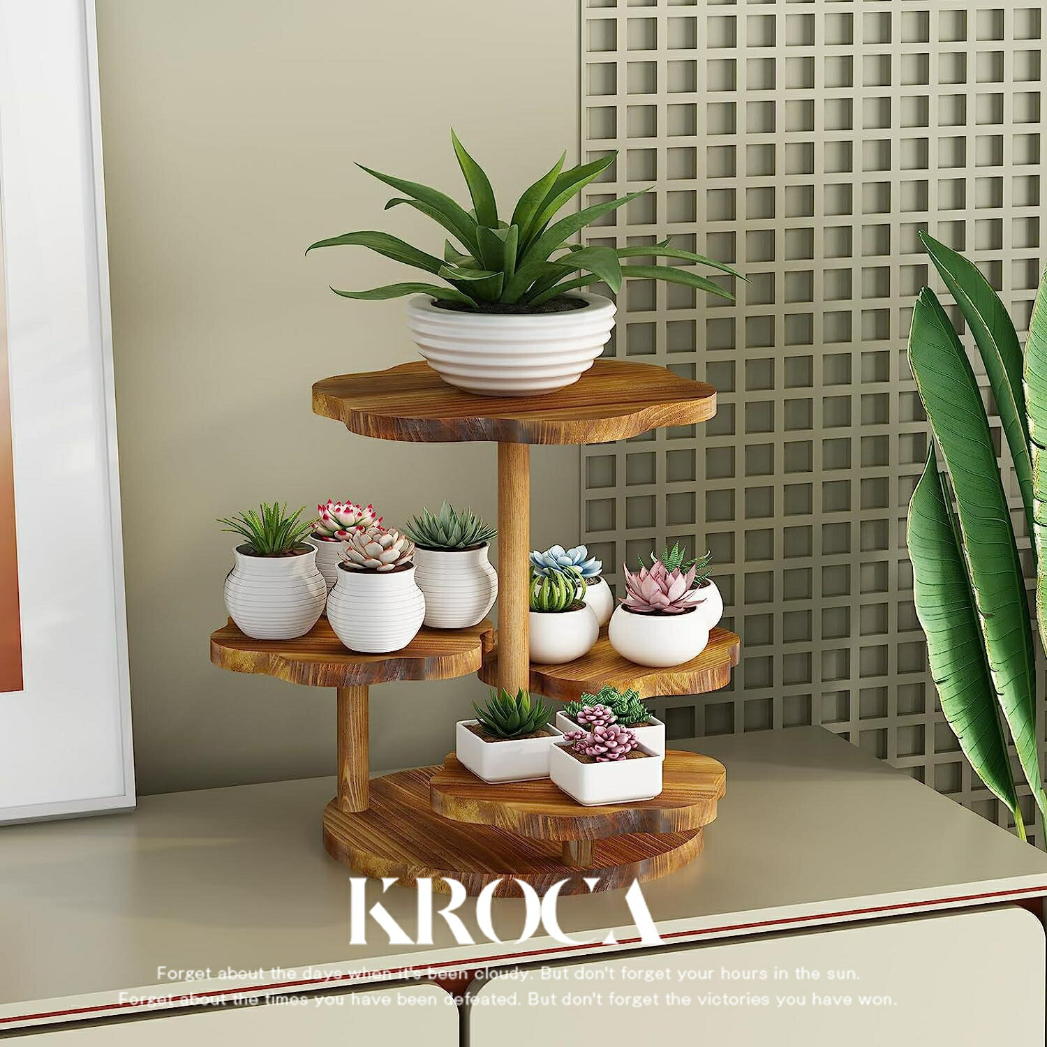 ケーキスタンド 木 木製 4段 直径 30cm H 33cm ブラウン ケーキ トレー トレイ スタンド 台 スタンドトレイ コンポート デコレーショントレイ チークウッド アンティーク風 おしゃれ かわいい 北欧 リゾート アジアン 雑貨 カフェ 植物 緑