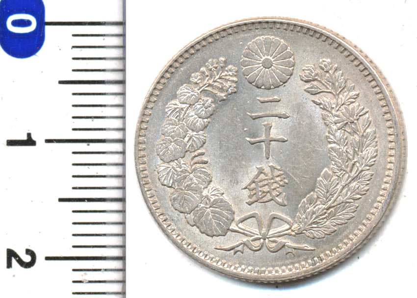 01-21　竜20銭銀貨　明治29年　極美品　【寺島コイン】