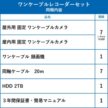 防犯カメラ 監視カメラ 7台 屋外用 屋内用 から選択 防犯カメラセット 監視カメラセット 8ch HD-TVI ワンケーブル 録画機 /HDD2TB付属 FIXレンズ 赤外線付き バレット型 ドーム型 ワンケーブルカメラ 遠隔監視可