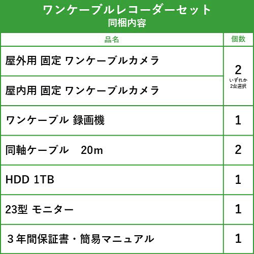 23インチモニター付属 防犯カメラセット 屋外 屋内用 243万画素 ワンケーブル 防犯...