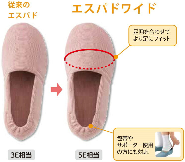 徳武産業 あゆみシューズ エスパドワイド 5E相当 2704 両足 室内用 2