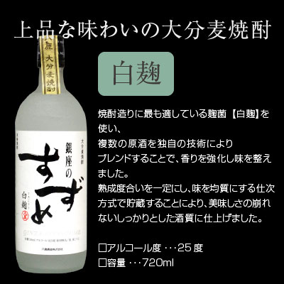 母の日 プレゼント 麦焼酎 銀座のすずめ（白麹・琥珀） 飲み比べセット2本ギフト 各 720ml【ギフトBOX入】八鹿酒造・大分 誕生日 内祝い 父の日 お供え ◆送料無料対象外地域有 3