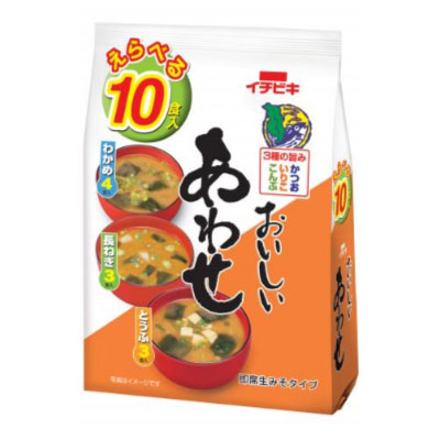 イチビキ　おいしい あわせ 10食入 (味噌汁)即席生みそタイプ 防災グッズ、備蓄・非常食用にも・・・