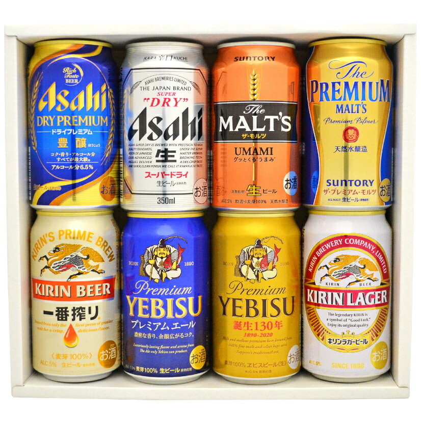バレンタイン ギフト ◆4大国産ビール◆ザ モルツ・エビス入り プレミアム&定番ビール飲み比べ 8種8本 ギフトセット 誕生日 内祝い お供え ◆送料無料対象外地域有、あす楽対応