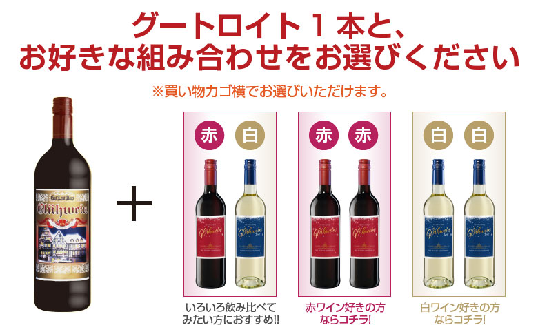 【数量限定】温めて飲むワイン 甘口 グートロイトハウス【赤】1本＋ 選べる赤白2本 モーゼルランド グリューワイン お試しホットワイン3本セット 飲み比べ wine Hot wine クリスマス、冬の定番 送料無料対象外地域有 terazuya-10012896 酒食処 寺津屋 サンプル画像2