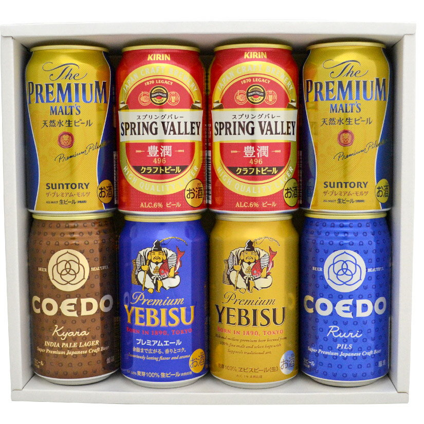 エビスビール 母の日 プレゼント【6種詰め合わせ・8本ギフト】国産プレミアムビール 豪華 飲み比べ ビールギフト 8本セット ビール 誕生日 内祝い 父の日 お供え