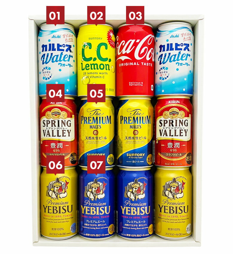 母の日 プレゼント ファミリーギフト12本セット 国産プレミアムビール ・ジュース 飲み比べ ギフトセット ファミリー ビールジュースセット誕生日 内祝い 父の日 お供え ◆送料無料対象外地域有 3