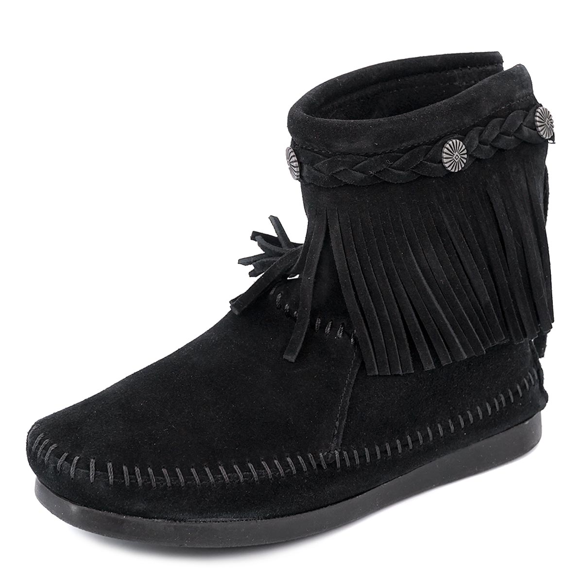 MINNETONKA ミネトンカ フリンジブーツ HI TOP BACK ZIP BOOT 299 レディース 女性 シューズ 靴 ジップブーツ スエード BLACK ブラック 5-8