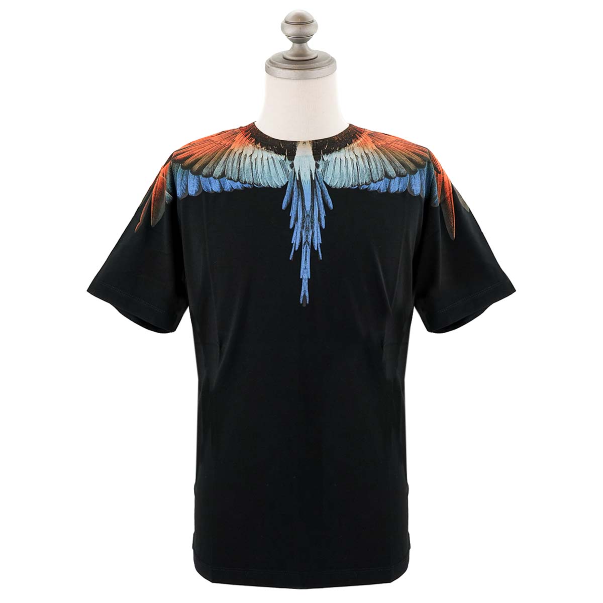 MARCELO BURLON マルセロバーロン 半袖Tシャツ クルーネック CMAA018R21JER001 メンズ 男性 フェザー マルセロブロン 1020 BLACK ORAN ブラック×マルチカラー