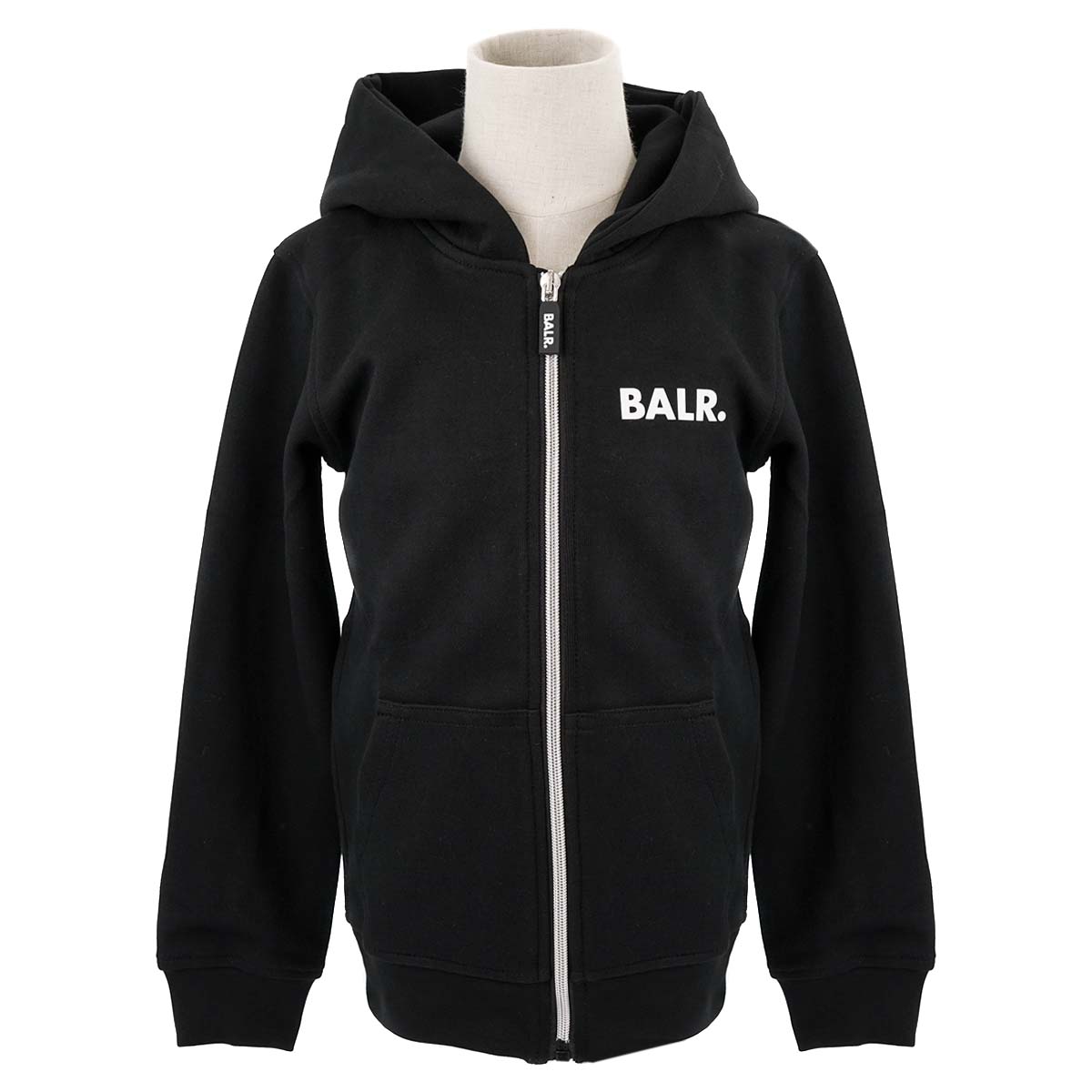 BALR. ボーラー ジップアップパーカー B7261.1006 Q-Series Straight Zip Thru Hoodie Kids キッズ 子供用 フーディー Jet Black ブラック