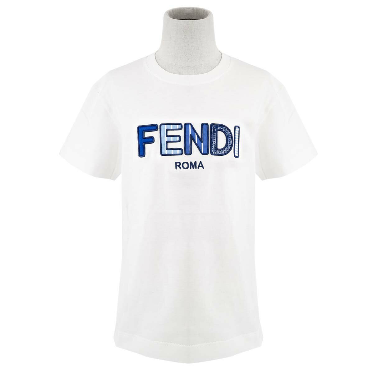 FENDI フェンディ 半袖Tシャツ JFI252 7AJ T-SHIRT JERSEY TINTO キッズ 子供用 ガールズ 女の子 ボーイズ 男の子 F0TU9 BIANCO WHITE ホワイト