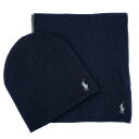 POLO RALPH LAUREN ポロラルフローレン マフラー &ニット帽 2点セット 2022年-2023年秋冬新作 PC0835 Reversible Gift Set メンズ レディース 男性 女性 男女兼用 ユニセックス ギフトセット リバーシブル ビーニー 433 Hunter Navy/Grey ネイビー×グレー