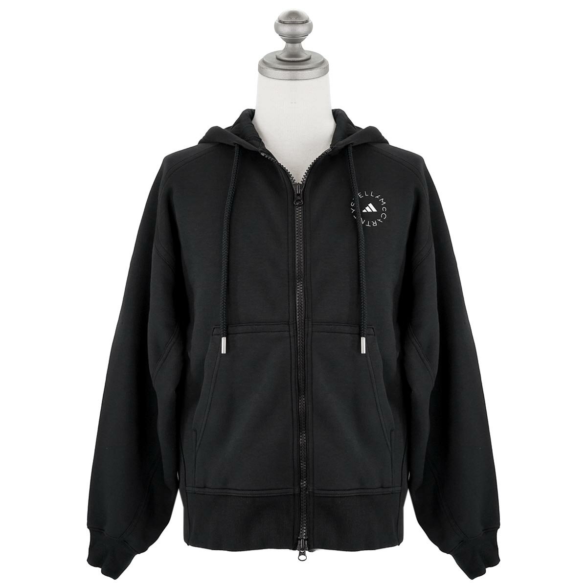 adidas by Stella McCartney アディダスバイステラマッカートニー ジップアップフーディー 2023年春夏新作 HR2200 Sportswear Full Zip Hoodie レディース 女性 ジップアップパーカー BLACK/WHITE ブラック×ホワイト