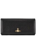 Vivienne Westwood ヴィヴィアンウエストウッド 2023年-2024年秋冬新作 長財布 51040027 L001N SAFFIANO CLASSIC CREDIT CARD WALLET レディース 女性 オーブ N403PF BLACK ブラック