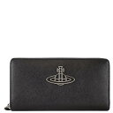 Vivienne Westwood ヴィヴィアンウエストウッド 2023年-2024年秋冬新作 長財布 51050003 L001N SAFFIANO THIN LINE ORB ZIP ROUND WALLET レディース 女性 オーブ N402LA BLACK ブラック